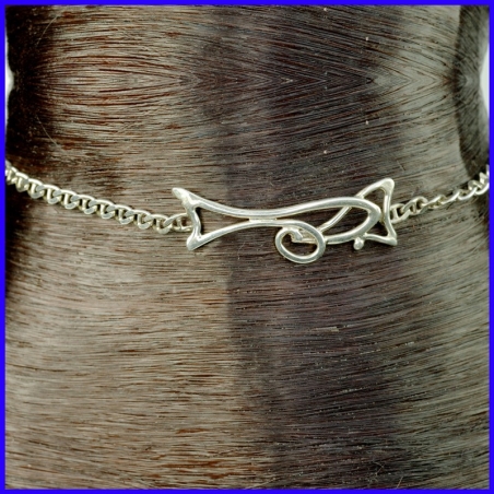 Beautiful silver ankle chain with pattern. Original jewel made by hand.