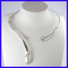 Original asymmetrical torque in pure silver. Handmade designer jewelry