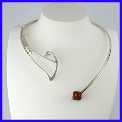 Silver torch with ribboned agate, handmade designer jewelry