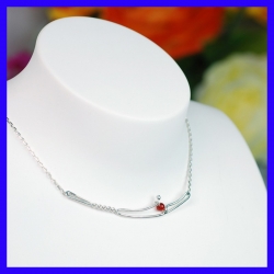Necklace in pure silver with Cornelian. Jewel of a handmade designer.