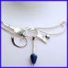 Necklace in pure silver with Sodalite. Handmade designer jewelry