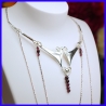 Necklace in pure silver with garnets. Handmade designer jewelry