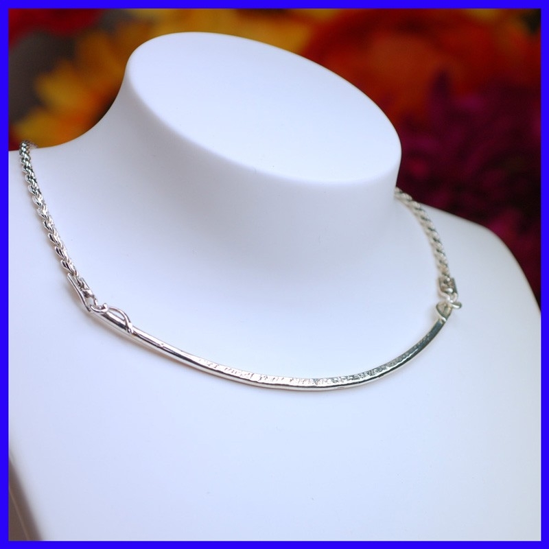 Elegant pure silver necklace. Handmade designer jewelry