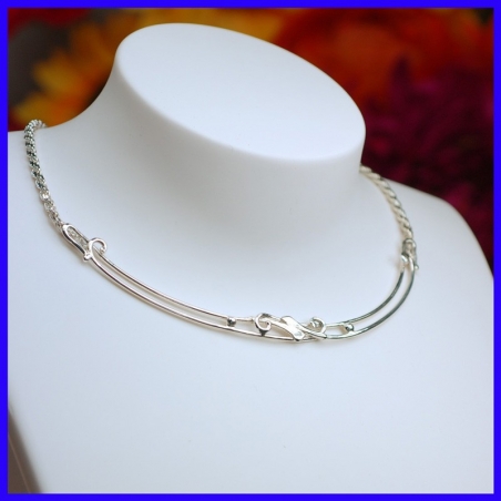 Necklace in pure silver. Handmade designer jewelry