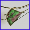 Necklace in pure silver with a zoisite ruby. Handmade designer jewelry.