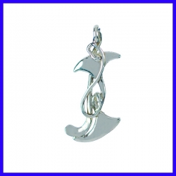 Pendant marine anchor in pure silver. Handmade designer jewelry
