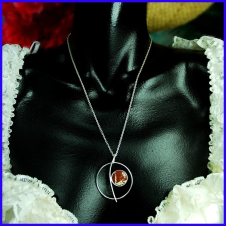 Pure silver pendant with Jasper. Handmade designer jewelry