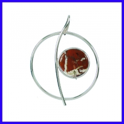 Pendentif en argent pur avec Jaspe. Bijou de créateur fait-main