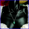 Pure silver pendant and Chrysoprase. Handmade designer jewelry