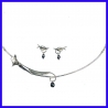 Necklace and earrings set ginkgo biloba. Handmade designer jewelry.