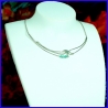 Pure silver vegetable necklace with amazonites. Handmade designer jewelry.