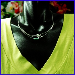 Pure silver vegetable necklace with amazonites. Handmade designer jewelry.