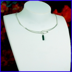 Design necklace in pure silver with a malachite. Handmade designer jewelry.