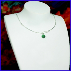 Necklace purified in pure silver with a jadeite. Handmade designer jewelry.