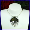 Necklace in pure silver with a rainbow pyrite. Handmade designer jewelry.