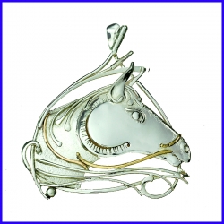 Pendant Horse in silver and gold.