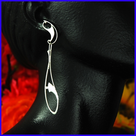 Earrings, dangling, silver plated