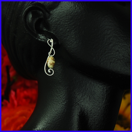 Boucles d’oreilles en argent et jade marron