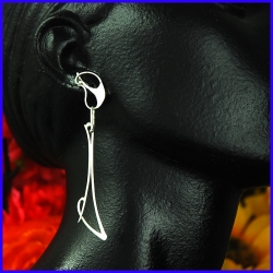 Silver pendant earrings. Designer and handmade jewel.