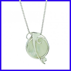 Silver and mother of pearl pendant. Designer and handmade jewel.