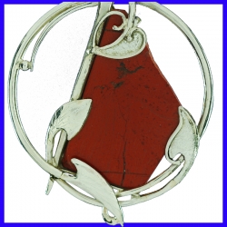 Silver and red Jasper pendant Designer and handmade jewel Unique piece