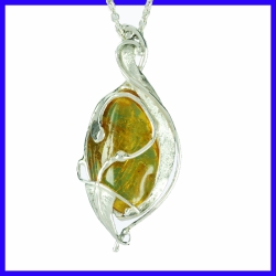 Pendentif argent et ambre bijou de créateur et artisanale pièce unique