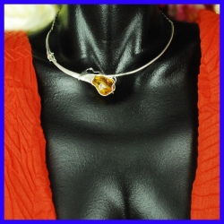 Collier argent et ambre bijou de créateur et artisanale pièce unique
