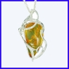 Pendentif argent et ambre de créateur et artisanale pièce unique
