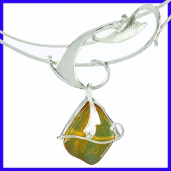 Collier argent et ambre Bijou de créateur et artisanale Pièce unique