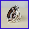 Bague en argent massif et faite-main avec Agate. Bijou pour homme.