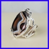 Solid silver and handmade ring with Agate. Jewellery for men.