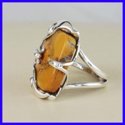 Solid silver ring and handmade with Jasper. Jewel for women.