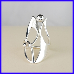 Fancy ring handmade silver 950 thousandths. Jewel of creator and artisanal.