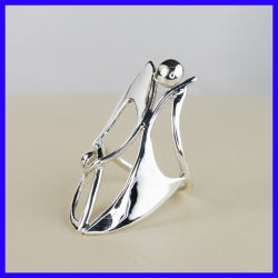 Fancy ring handmade silver 950 thousandths. Jewel of creator and artisanal.