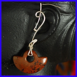 Pure silver earring with a red jasper. Handmade designer jewelry.