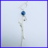 Long and thin pair of hanging silver earrings with Lapis-Lazuli. Handmade jewellery.
