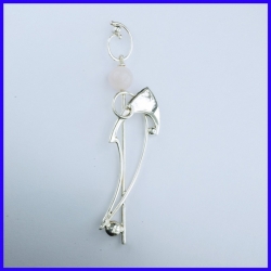 Boucles d’oreilles pendantes en argent avec perles de Quartz rose