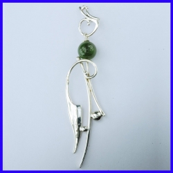 Silver earrings with Jade pearls. Handmade jewellery.
