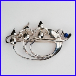 Pure silver brooch with Lapis lazuli. Unique piece